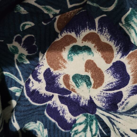 Vintage Floral Romper Green Rayon Playsuit Adjustable Corset Waist Plus Size 14 - Picture 7 of 16